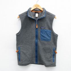 M★古着 パタゴニア patagonia フリース ベスト メンズ ワンポイントロゴ シンチラ 濃グレー他 25sep29 中古 アウター
