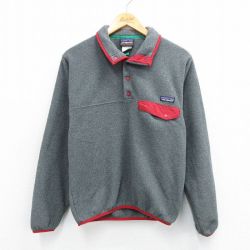 M★古着 パタゴニア patagonia 長袖 フリース ジャケット スナップT メンズ ワンポイントロゴ シンチラ 濃グレー 霜降り他 25sep29 中古 アウター