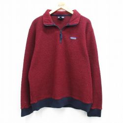 XL★古着 パタゴニア patagonia 長袖 ハーフジップ フリース ジャケット メンズ ワンポイントロゴ エンジ他 25sep29 中古 アウター