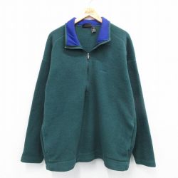XL★古着 パタゴニア patagonia 長袖 ハーフジップ フリース ジャケット メンズ 90年代 90s ワンポイントロゴ 雪なしタグ 大きいサイズ USA製 緑 グリーン 【spe】 25oct15 中古 アウター