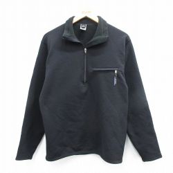 L★古着 パタゴニア patagonia 長袖 ハーフジップ ソフトシェル ジャケット メンズ 90年代 90s USA製 黒 ブラック 内側フリース 【spe】 25oct15 中古 アウター
