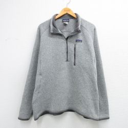 XL★古着 パタゴニア patagonia 長袖 ハーフジップ ベター セーター ジャケット メンズ ワンポイントロゴ ラグラン グレー 霜降り他 内側フリース 26mar07