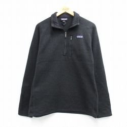 L★古着 パタゴニア patagonia 長袖 ハーフジップ ベター セーター ジャケット メンズ ワンポイントロゴ ラグラン 黒 26mar07