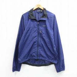 L★古着 パタゴニア patagonia 長袖 ベロシティ シェル ジャケット メンズ 90年代 90s ワンポイントロゴ リップストップ 紺【spe】 26mar07