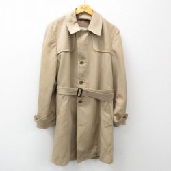 【50%OFF】L★古着 長袖 コート メンズ 80年代 80s ロング丈 ベージュ系 カーキ 24jan26 中古 アウター