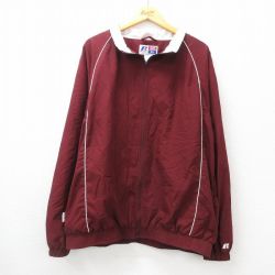 【50%OFF】XL★古着 ラッセル 長袖 ジャケット メンズ 大きいサイズ エンジ他 内側メッシュ 24sep09 中古 アウター ジャンパー ブルゾン