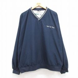 XL★古着 長袖 ジャケット メンズ ケープコッド 大きいサイズ Vネック 紺 ネイビー 24sep18 中古 アウター ジャンパー ブルゾン