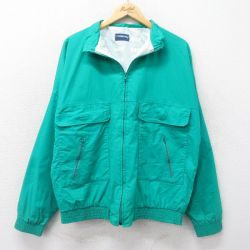 XL★古着 ホロウェイ 長袖 ジャケット メンズ 90年代 90s コットン USA製 青緑 24oct29 中古 アウター ジャンパー ブルゾン