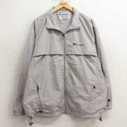XL★古着 チャンピオン Champion 長袖 ジャケット メンズ 00年代 00s ワンポイントロゴ グレー 内側メッシュ 24nov07 中古 アウター ジャンパー ブルゾン