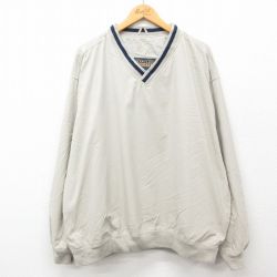 XL★古着 長袖 ジャケット メンズ 00年代 00s 大きいサイズ Vネック ベージュ他 カーキ 24nov08 中古 アウター ジャンパー ブルゾン