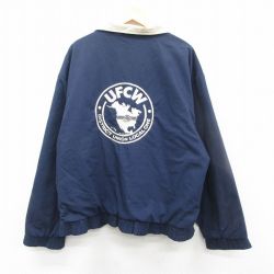 【50%OFF】XL★古着 キングルイ 長袖 ジャケット メンズ 00年代 00s UFCW 刺繍 大きいサイズ USA製 紺 ネイビー 内側キルティング 24nov12 中古 アウター ジャンパー ブルゾン
