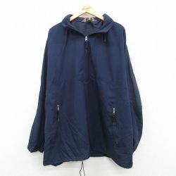 XL★古着 EMS 長袖 ハーフジップ ジャケット メンズ 90年代 90s 大きいサイズ ロング丈 紺 ネイビー 24nov12 中古 アウター ジャンパー ブルゾン