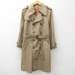 L★古着 シアーズ 長袖 トレンチ コート メンズ 80年代 80s ロング丈 ベージュ カーキ 24nov18 中古 アウター
