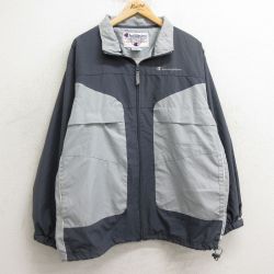 【50%OFF】XL★古着 チャンピオン champion 長袖 ジャケット メンズ 00年代 00s ワンポイントロゴ グレー他 24nov20 中古 アウター ジャンパー ブルゾン