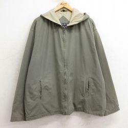 XL★古着 長袖 ジャケット パーカー メンズ 00年代 00s 大きいサイズ コットン 濃ベージュ系 カーキ 24nov20 中古 アウター ジャンパー ブルゾン