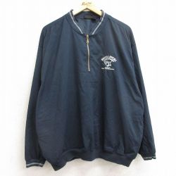 XL★古着 長袖 ハーフジップ ジャケット メンズ 00年代 00s BRICKLAYERS ゴルフ 大きいサイズ USA製 濃紺 ネイビー 24nov20 中古 アウター ジャンパー ブルゾン
