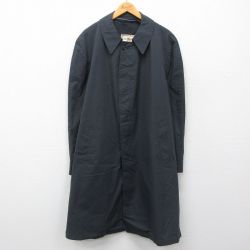 XL★古着 長袖 ステンカラー コート メンズ 90年代 90s 大きいサイズ ロング丈 紺他 ネイビー チェック 24nov25 中古 アウター