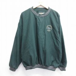 XL★古着 長袖 ジャケット メンズ ゴルフ 大きいサイズ クルーネック 緑他 グリーン 24dec03 中古 アウター ジャンパー ブルゾン