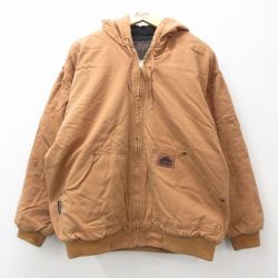 XL★古着 長袖 ジャケット メンズ シンサレート ダック地 大きいサイズ コットン 茶 ブラウン 24dec10 中古 アウター ジャンパー ブルゾン