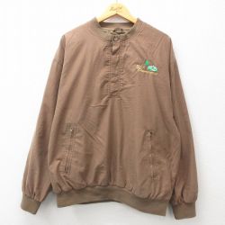 XL★古着 長袖 ジャケット メンズ 木 大きいサイズ 茶 ブラウン 24dec10 中古 アウター ジャンパー ブルゾン