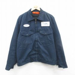 L★古着 レッドキャップ 長袖 ワーク ジャケット メンズ 90年代 90s USA製 紺 ネイビー 内側キルティング 24dec11 中古 アウター ジャンパー ブルゾン