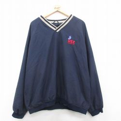 【20%OFF】XL★古着 長袖 ジャケット メンズ UTZ 大きいサイズ Vネック 紺 ネイビー 24dec11 中古 アウター ジャンパー ブルゾン