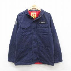 L★古着 長袖 ジャケット メンズ マーベル キャプテンアメリカ コットン 紺 ネイビー 24dec12 中古 アウター ジャンパー ブルゾン