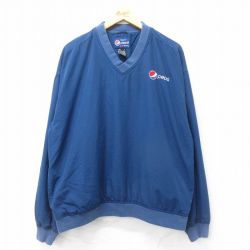 XL★古着 長袖 ジャケット メンズ ペプシ Vネック 紺 ネイビー 24dec12 中古 アウター ジャンパー ブルゾン