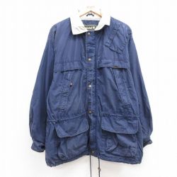 XL★古着 ティンバーランド 長袖 ジャケット メンズ 00年代 00s ワンポイントロゴ コットン 紺 ネイビー 内側メッシュ 【spe】 24dec13 中古 アウター ジャンパー ブルゾン