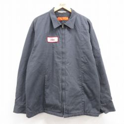 XL★古着 レッドキャップ 長袖 ワーク ジャケット メンズ 90年代 90s 大きいサイズ タロン グレー 内側キルティング 24dec13 中古 アウター ジャンパー ブルゾン