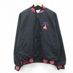 XL★古着 長袖 ジャケット メンズ 90年代 90s ASARCO ラグラン 黒 ブラック 内側キルティング 24dec14 中古 アウター ジャンパー ブルゾン