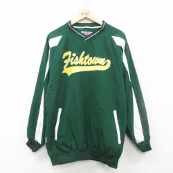 XL★古着 ラッセル 長袖 ジャケット メンズ 00年代 00s Fishtown ラグラン Vネック 緑 グリーン 内側メッシュ 24dec16 中古 アウター ジャンパー ブルゾン