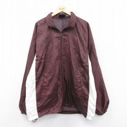 XL★古着 長袖 ジャケット メンズ 大きいサイズ ロング丈 エンジ他 内側メッシュ 24dec21 中古 アウター ジャンパー ブルゾン