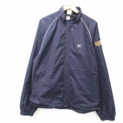 XL★古着 ミズノ 長袖 ジャケット メンズ ワンポイントロゴ ラグラン 紺 ネイビー 内側メッシュ 25jan06 中古 アウター ジャンパー ブルゾン