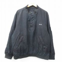 XL★古着 長袖 ジャケット メンズ ゴルフ シルク 大きいサイズ 黒 ブラック 25jan07 中古 アウター ジャンパー ブルゾン