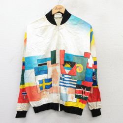 【20%OFF】L★古着 長袖 ペーパー ジャケット メンズ 90年代 90s 国旗 白他 ホワイト 25jan25 中古 アウター ジャンパー ブルゾン