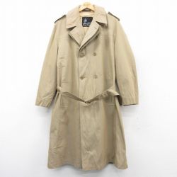 XL★古着 長袖 トレンチ コート メンズ 90年代 90s ウール ロング丈 USA製 ベージュ カーキ 25feb04 中古 アウター
