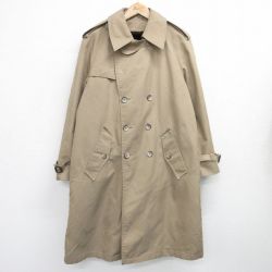 【50%OFF】L★古着 長袖 コート メンズ 90年代 90s ロング丈 ラグラン USA製 ベージュ カーキ 内側ファー 25feb03 中古 アウター