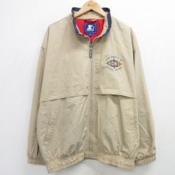 【50%OFF】XL★古着 スターター STARTER 長袖 ジャケット メンズ 90年代 90s スーパーボウル 大きいサイズ ベージュ他 カーキ 内側メッシュ 25feb03 中古 アウター ジャンパー ブルゾン
