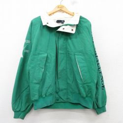 XL★古着 ノーティカ NAUTICA 長袖 ブランド セーリング ジャケット メンズ 90年代 90s ビッグロゴ 刺繍 大きいサイズ ラグラン 緑他 グリーン 25feb08 中古 アウター ジャンパー ブルゾン