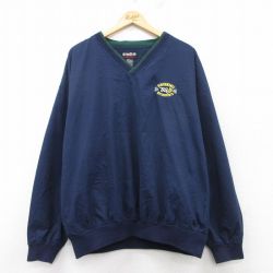 【50%OFF】XL★古着 長袖 ジャケット メンズ 00年代 00s モータースポーツ 大きいサイズ Vネック 紺他 ネイビー 内側メッシュ 25feb08 中古 アウター ジャンパー ブルゾン