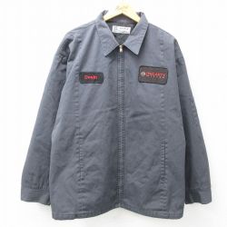 XL★古着 長袖 ワーク ジャケット メンズ ニッサン 日産 大きいサイズ 濃グレー 内側キルティング 25feb08 中古 アウター ジャンパー ブルゾン
