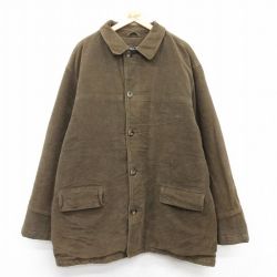 XL★古着 エディーバウアー 長袖 コート メンズ ポーラテック 大きいサイズ ロング丈 コットン 茶系 ブラウン 内側フリース 25feb10 中古 アウター
