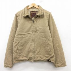 L★古着 アメリカンイーグル American Eagle 長袖 ジャケット メンズ コットン ベージュ系 カーキ 内側ボア ダメージ加工 25feb10 中古 アウター ジャンパー ブルゾン
