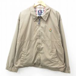 XL★古着 ラルフローレン Ralph Lauren チャップス 長袖 ブランド ジャケット スイングトップ メンズ 00年代 00s ワンポイントロゴ 大きいサイズ ベージュ カーキ 内側フランネル 25feb12 中古 アウター ジャンパー ブルゾン