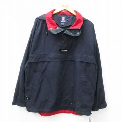 XL★古着 ラルフローレン Ralph Lauren チャップス 長袖 ブランド ハーフジップ ジャケット パーカー メンズ 00年代 00s ワンポイントロゴ 大きいサイズ 紺 ネイビー 25feb12 中古 アウター ジャンパー ブルゾン