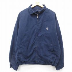 XL★古着 ノーティカ NAUTICA 長袖 ブランド ジャケット スイングトップ メンズ 90年代 90s ワンポイントロゴ 大きいサイズ コットン 紺 ネイビー 25feb12 中古 アウター ジャンパー ブルゾン