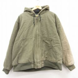 XL★古着 カベラス 長袖 ジャケット パーカー メンズ 00年代 00s ダック地 大きいサイズ コットン 緑系 グリーン 内側キルティング 25feb17 中古 アウター ジャンパー ブルゾン