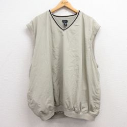 【20%OFF】XL★古着 IZOD ベスト メンズ 大きいサイズ Vネック 薄ベージュ カーキ 内側メッシュ 25feb18 中古 アウター