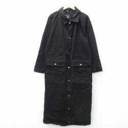 XL★古着 長袖 コート メンズ 90年代 90s コットン ロング丈 USA製 黒 ブラック 【spe】 25feb18 中古 アウター